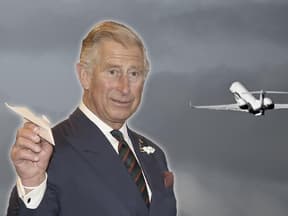 König Charles III- und sein Flugzeug.