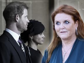 Prinz Harry, Herzogin Meghan und Sarah Ferguson. 