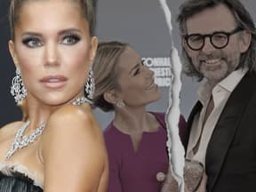 Sylvie Meis ernst, Im Hintergrund Sylvie und Niclas Castello mit Trennungsriss