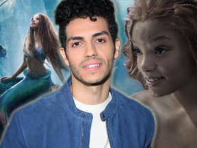 Disney-Star Mena Massoud, hinter ihm ist Halle Bailey als Arielle zu sehen