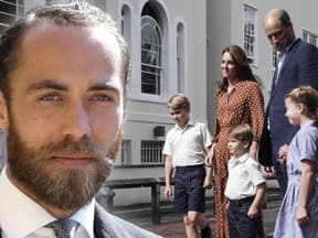 James Middleton, Prinz George, Prinzessin Kate, Prinz Louis, Prinz William und Prinzessin Charlotte. 