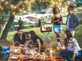 Gruppe von Freunden beim Picknick