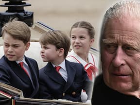 Prinz George, Prinz Louis und Prinzessin Charlotte mit König Charles III. 