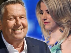 Roland Kaiser lacht und Beatrice Egli guckt nach unten Collage