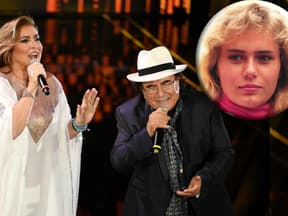 Romina Power & Al Bano auf der Bühne, Ylenia Carrisi eingefügt (Fotomontage)