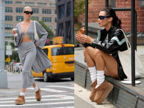 Elsa Hosk und Bella Hadid Streetstyle in Plattform UGGS