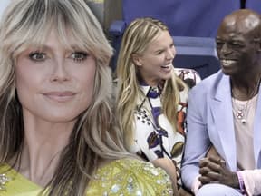 Heidi Klum ernst, Laura Strayer und Seal lachen