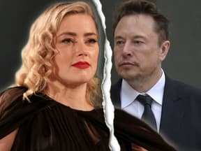 Amber Heard und Elon Musk mit Riss in der Mitte