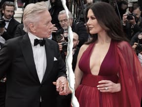 Michael Douglas und Catherine Zeta-Jones mit einem Riss, Collage