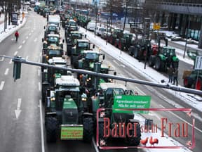 Bauernproteste in Hamburg - "Bauer sucht Frau"-Logo 