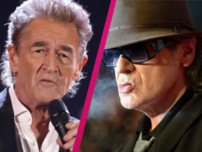 Collage Peter Maffay und Udo Lindenberg mit pinken Strich