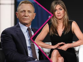 Daniel Craig und Jennifer Aniston mit Zick-Zack-Trennung in der Mitte