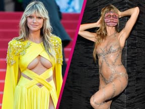 Heidi Klum im gelben Kleid und im Halloween-Look