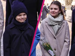 Prinz Oscar und Prinzessin Estelle in Winterkleidung