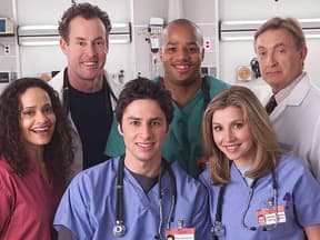 Scrubs Pressefoto mit allen Hauptdarstellern 