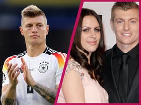 Toni Kroos weint (link), Kroos posiert mit seiner Ehefrau (rechts)