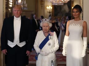 Donald Trump, Melania Trump und Queen Elizabeth II.