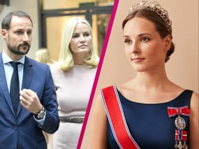 Prinz Haakon und Mette-Marit von Norwegen ernst - daneben Prinzessin Ingrid Alexandra 