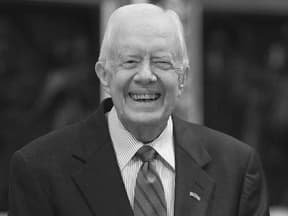 Jimmy Carter lacht schwarz-weiß