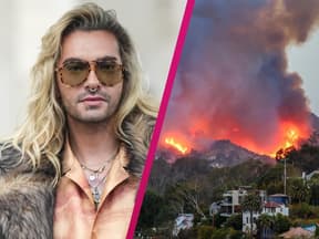 Collage Bill Kaulitz und LA Feuer