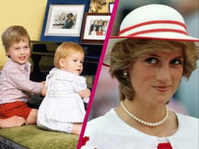 Prinz William und Prinz Harry als Kleinkinder am Klavier - daneben Prinzessin Diana 