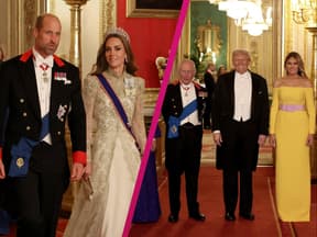 Prinzessin Kate, Prinz William, Donald Trump, König Charles und Melania vor dem Staatsdinner in Großbritannien
