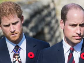 Prinz Harry und Prinz William schauen beide ernst