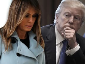 Melania Trump guckt traurig nach unten, Donald Trump schaut abwartend