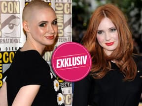 Karen Gillan mit Glatze und Karen mit ihrer roten Naturmähne