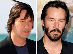 Keanu Reeves kaum wiederzuerkennen. Zwischen den beiden Aufnahmen liegen nur sieben Monate