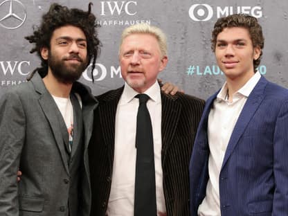 Boris Becker mit seinen Söhnen Noah und Elias (r.)