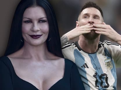 Catherine Zeta-Jones (als Morticia Addams in "Wednesday") und Lionel Messi