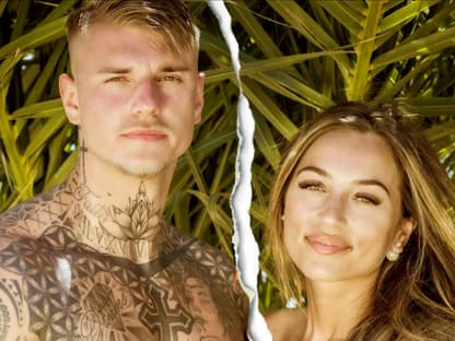 Paco Herb und Bianca Balintffy bei "Love Island" mit einem Riss in der Mitte