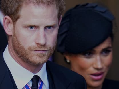 Prinz Harry und Herzogin Meghan beider Beerdigung von Queen Elizabeth II. 