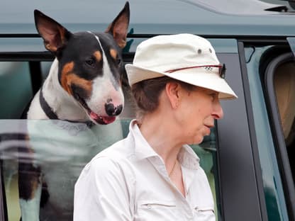 Prinzessin Anne mit ihrem Bullterrier