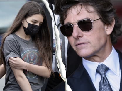 Suri Cruise mit Mundschutz, Tom Cruise ernst