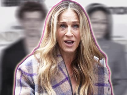 Sarah Jessica Parker schaut überrascht, im Hintergrund sind Cathy Ang und Niall Cunningham verschwommen