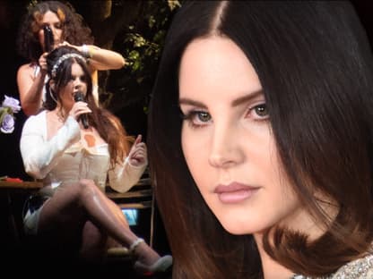 Lana Del Rey traurig - im Hintergrund Skandal-Auftritt 2023 beim Glastonbury-Festival mit Haar-Stylistin