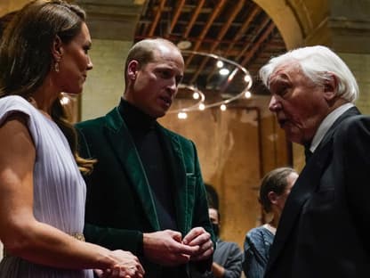 Prinzessin Kate, Prinz William und Sir David Attenborough.