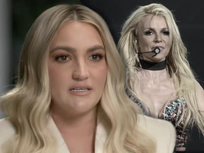 Jamie Lynn Spears mit Tränen in den Augen, Britney Spears im Hintergrund