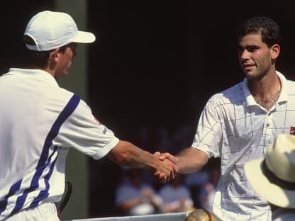 Tennisspieler Tim Henman und  Pete Sampra.