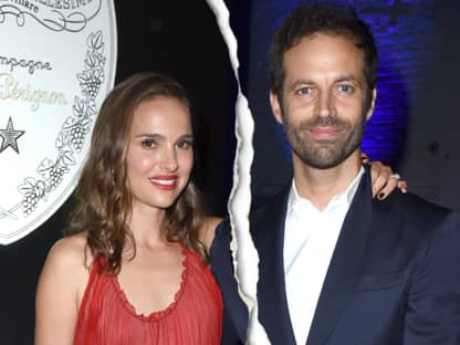 Natalie Portman mit Ehemann Benjamin Millepied, in der Mitte ist ein Riss