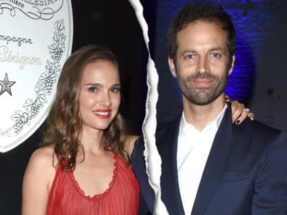 Natalie Portman mit Ehemann Benjamin Millepied, in der Mitte ist ein Riss