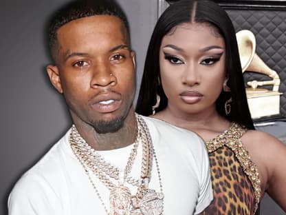 Tory Lanez und Megan Thee Stallion sehen ernst aus