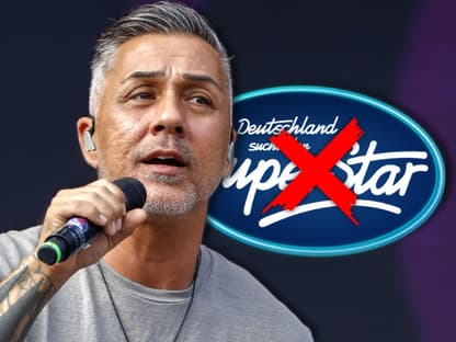 Mike Leon Grosch mit durchgekreuztem DSDS-Logo