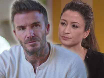 David Beckham und Rebecca Loos sehen angespannt aus