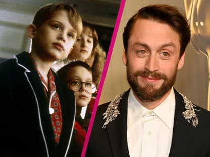 Szene aus "Home Alone", Kieran Culkin im Anzug - Collage