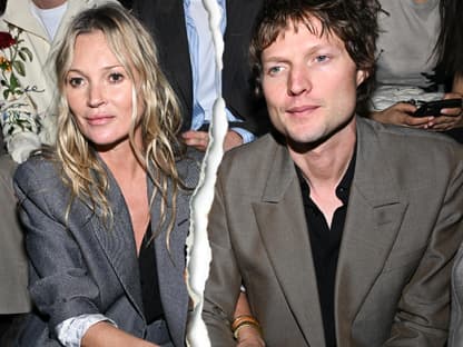 Kate Moss und Nikolai von Bismarck sitzen nebeneinander