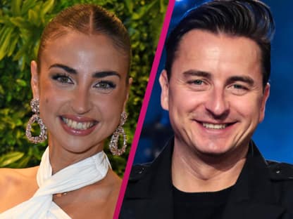 Ekaterina Leonova und Andreas Gabalier strahlen, Bildmontage