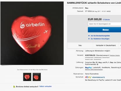 air berlin, schokolade